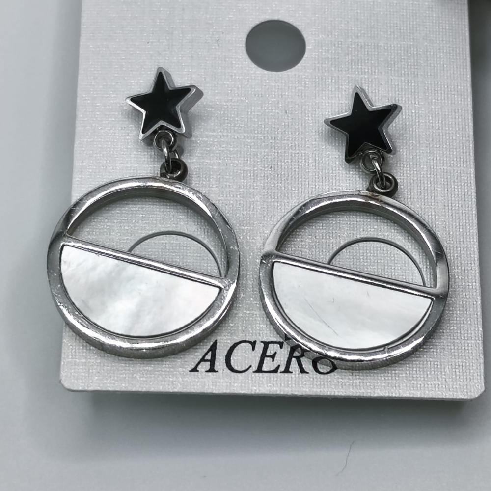 Pendientes Cortos Plateado con Nácar (3cms)