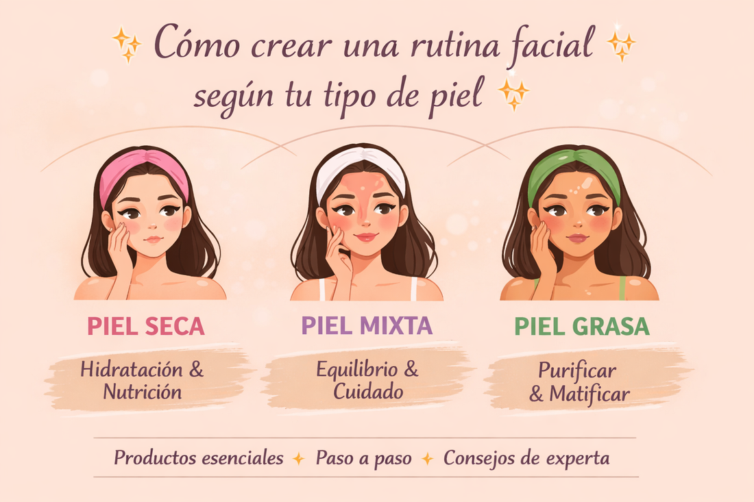 ✨ Cómo crear una rutina facial según tu tipo de piel: seca, mixta o grasa