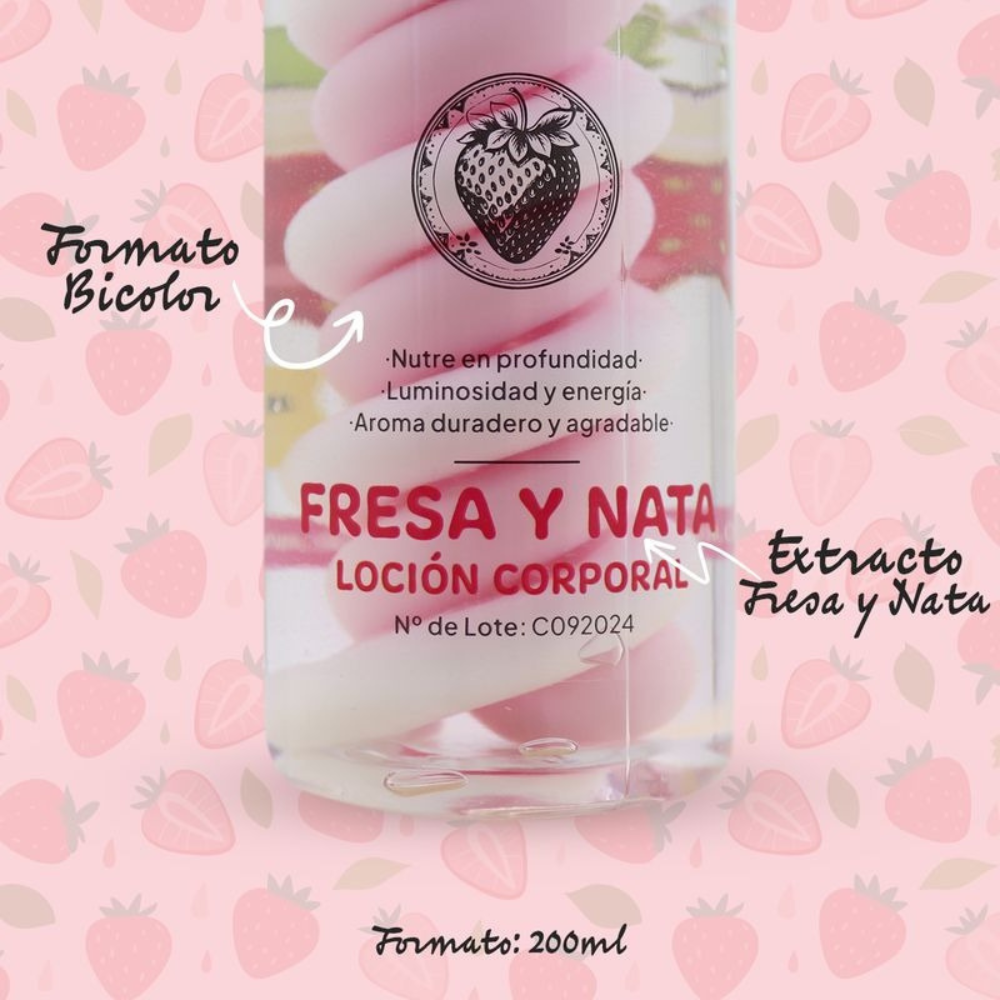 Loción Corporal Fresa Nata - Luminosidad y Energía 🍓