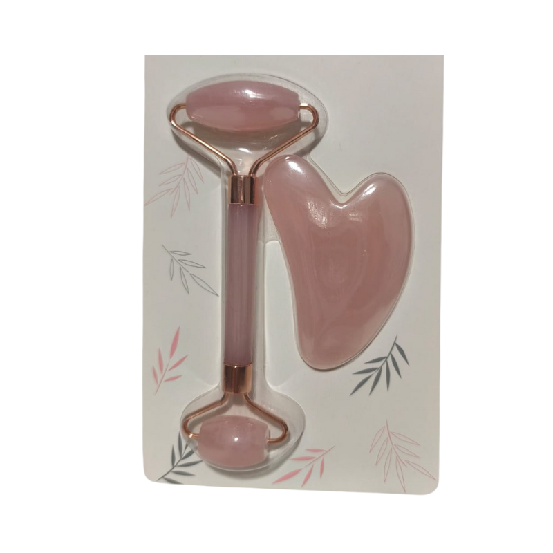 Rodillo de Masaje + Gua sha Rosa